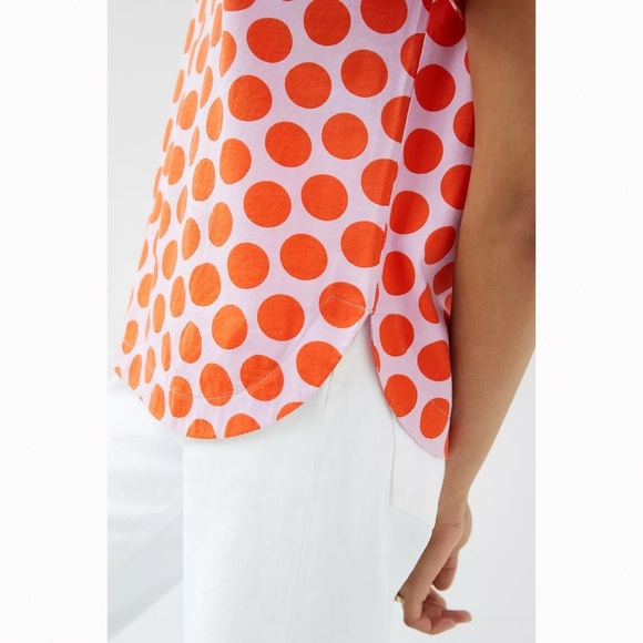 Polka Dot Orange Women's Top - Picture 2 of 6